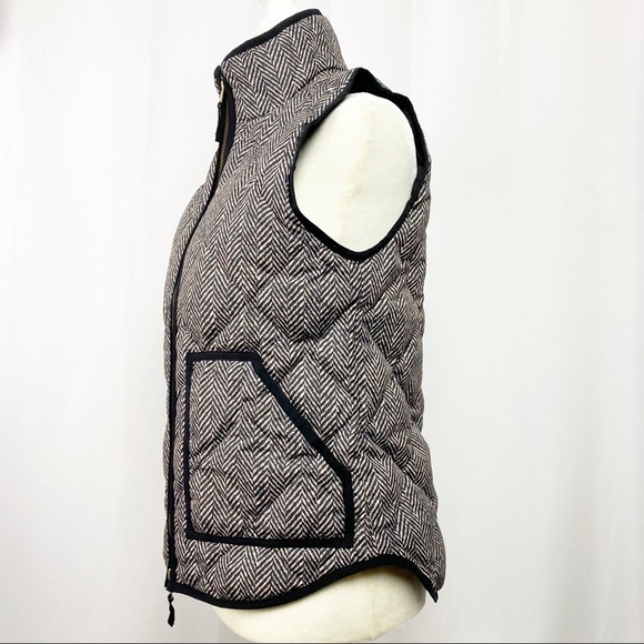 J. Crew Quilted Puffer Vest Chevron Double Zipper - Picture 3 of 9
